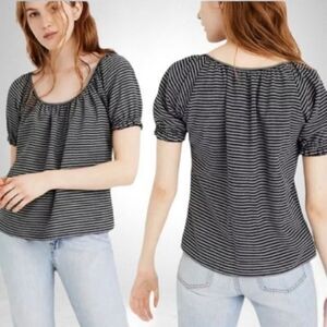 Madewell Texture & Thread Striped Peasant Top Small